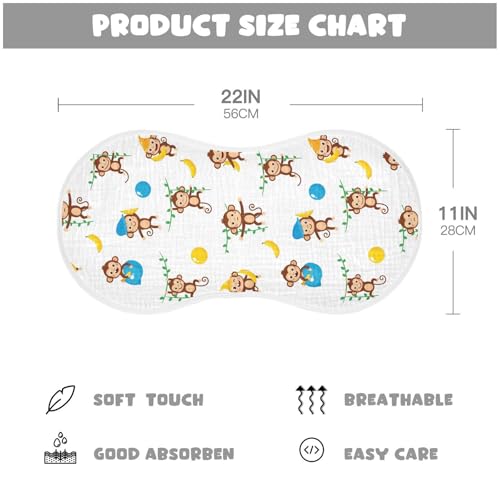 2 Pack Muslin Burp Cloths Lemur Balls White Cotton Baby Burp Cloths Ultra Absorbent Burping Cloth Soft Spit Up Rags for Newborn Must Haves, Large 22" x 11"2