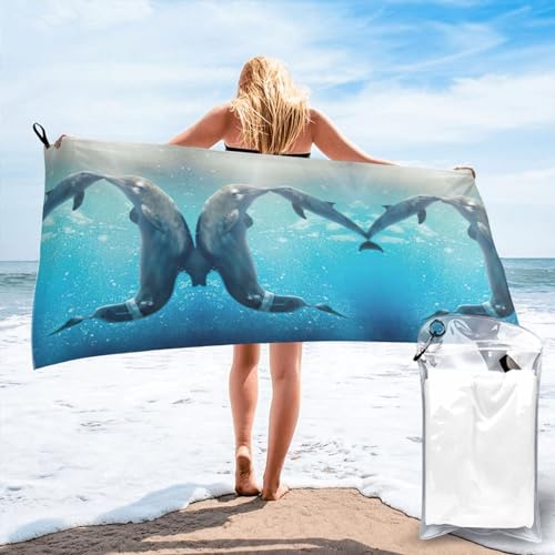 Serviette de bain microfibre dauphin drap de sport compact léger