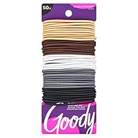 Goody Ouchless Elastic Hair Ties - 50 Ct, Assorted Neutrals, 2MM Rubber Bands for Hair, Pain-Free Hair Accessories for Women & Men, Made for Long-Lasting Braids, Ponytails & More, For Fine Hair