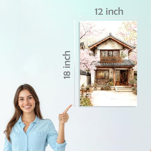 Image of SiddArtify Asian Wall Art Poster Print Set - Watercolor Landscape & Building Decor for Living Room Bedroom Office - 12x18 inch Sticker Pack of 6