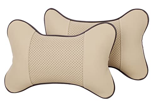 LVBOUSLTD Car Neck Pillow, Breathable PU Headrest Cushion for Neck and Waist Rest, Perfect for Driving Home Office, Pack of 2