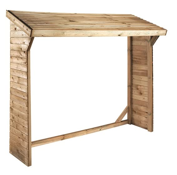 Burger Abri bûches en bois OLBIA Jardipolys | 220 x 175,5 x 183 cm | 1,5 stères | Petit abri de stockage à bois avec 2 murs | Rangement pour bois de chauffage avec toit en bois