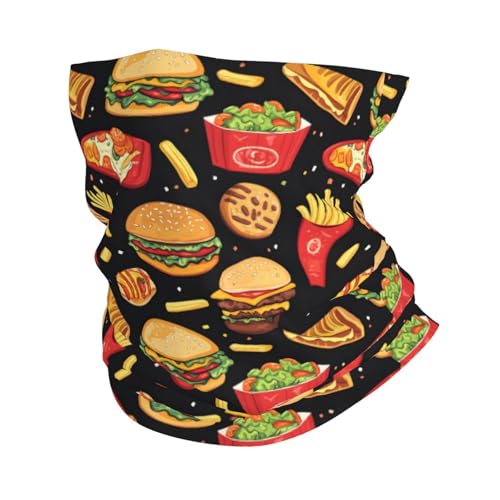 Imprimir Hamburguesa, Perrito Caliente Y Patatas Fritas Polainas De Cuello Antideslizante Bufanda Facial Viento Polvo Prueba Pañuelo De Cabeza para Senderismo Ciclismo Cámping 25X50Cm
