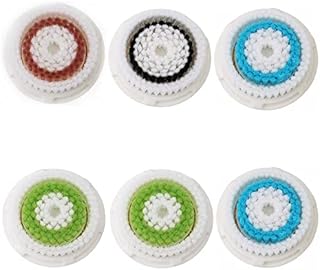 NNJIUSHENG Compatible Replacement Facial Cleansing Brush, for Deep Pore Cleaning and Sensitive Skin,Replacement Heads for Clean Electric Face Cleansing Brush.(6pack), Blue Green Black Red