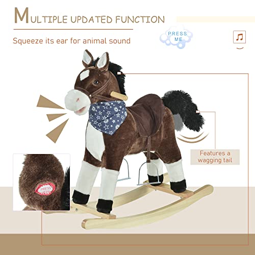 Qaba US330-117BN0131 Kids Plush Ride-On Rocking Horse Toy Cowboy Rocker thumb #6