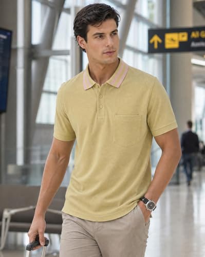 Image of Nobero Striped Collar Regular Fit Polo T Shirt for Men | Polo t-Shirts for Men | Regular Fit | Striped Collar | Premium Fabric | Casual & Smart Casual