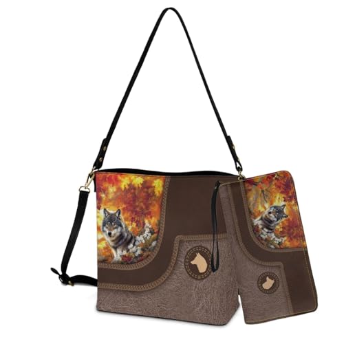 Image of Bucket Crossbody Bag Set for Women Lady, Leather Purse and Wallet Set Large Bucket Bag with Wallet