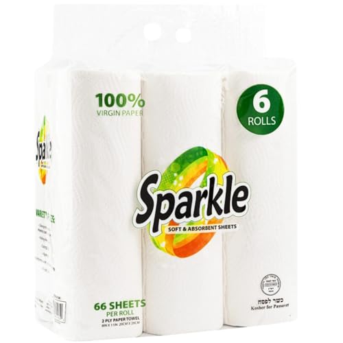 66 Sheets Super Absorbent Paper Towels (6 Rolls) - Versatile, Durable & Ultra-Strong for Multipurpose Cleaning, Perfect for Home, office & Party Occasions