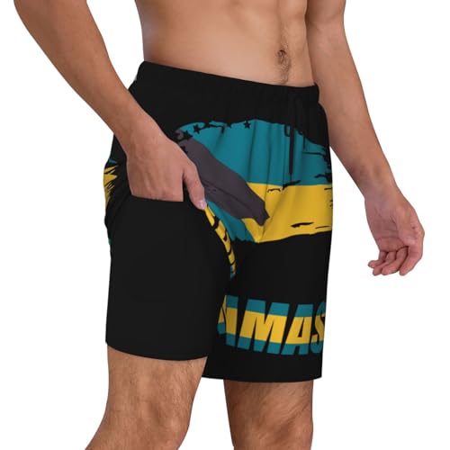Colombian Flag Mens Swim Trunks with Compression Liner 2 in 1 Quick Dry Bathing Suit Beach Shorts Swimwear2