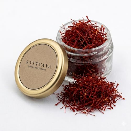 Image of Sattvaya Organic Saffron Threads - 100% Pure & Natural, Chemical-Free, Lab-Tested, Premium Grade A+ Kashmiri Kesar for Cooking, Tea & Desserts