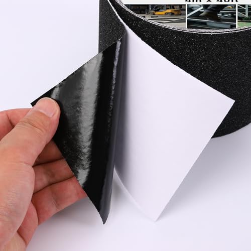 Image of Anti Slip Tape 4in x 35ft, Black 80 Grit Waterproof Non Skid Grip Tape Roll for Stairs, Steps, Ramps, Decks, Floors, Warehouses & Outdoor Use