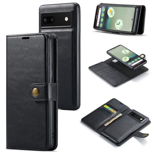 Étui de téléphone pour Google Pixel 6A 5G avec étui portefeuille amovible cuir