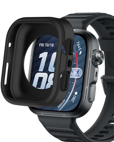HUAWEI Watch Fit 5 Pro �p �P�[�X �J�o�[ �\�t�g �v���e�N�^�[�J�o�[ �V���R���� YAJOJO ���� �Ռ��z�� �S�ʕی� �����ȒP ���ϋv �����ȒP �t�C�����Ȃ� (�u���b�N)