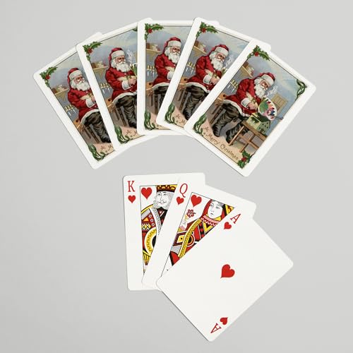 Lantern Press Christmas Greeting, Santa Painting, 52 naipes póker miniatura 7