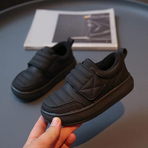 Children Boy Girl Winter Sports Shoes Boots Cozy Fleece Booties Socks Non-Slip Toddler Warm First Walking Shoes (Black, 4.5-5 Years Toddler)2