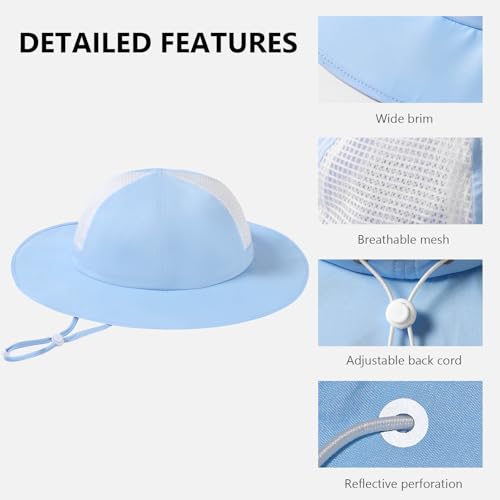 Image of BASSDASH Kids UPF 50+ Wide Brim Sun Hat for Summer Beach Outdoor