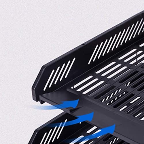 Image of 3 Layer Foldable File Rack | ABS Plastic Desk Organizer Tray for Office, School & Home | Multi-Tier Paper & Document Storage Shelf | Sturdy Black Finish