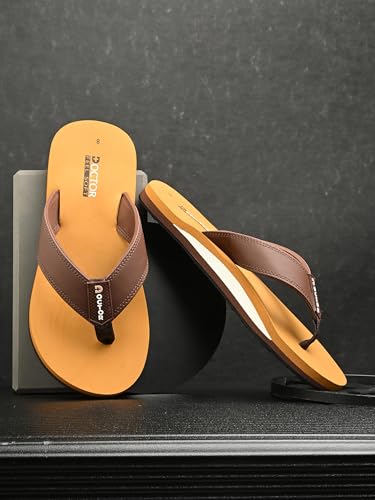 Image of Men's Comfortable Thong Slippers with Cushioned Sole | Lightweight Everyday Wear Slippers with Soft Footbed and Anti Slip Outsole for Indoor & Outdoor Use