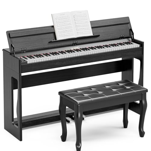 UMOMO 88 Weighted Key Digital Piano with Duet Piano Bench, Beginner Keyboard Piano Full Size Heavy Hammer Weighted Action Electric Piano Keyboard with USB MIDI, Black