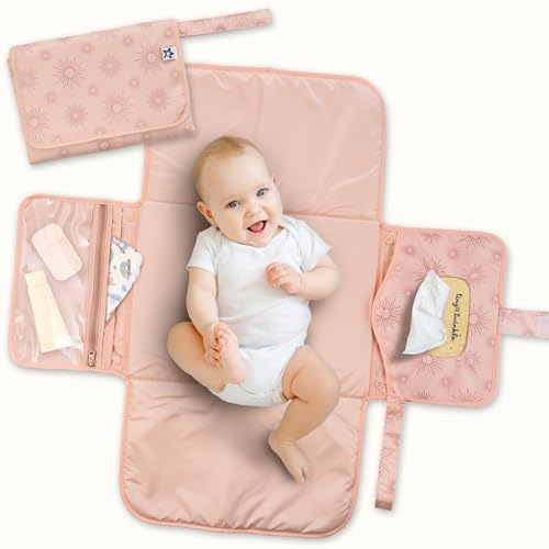 Image of Tiny Twinkle Portable Diaper Changing Pad – Foldable, Waterproof & Compact Travel Changing Mat with Storage | Smart Wipes Pocket for On-The-Go Parents | Gift for Newborn Baby Girl & Boy(Shine)