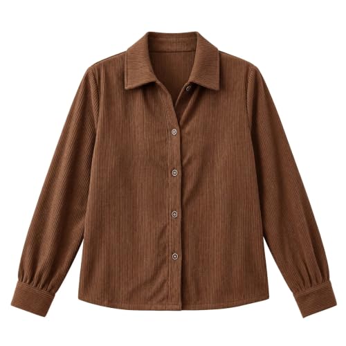 Womens Winter Jackets 2026 Corduroy Shacket Women Button Down Long Sleeve Casual Office Shirt Jacket 10 Piece Capsule Wardrobe 2026 Brown S Chaquetas para Mujer - image 5