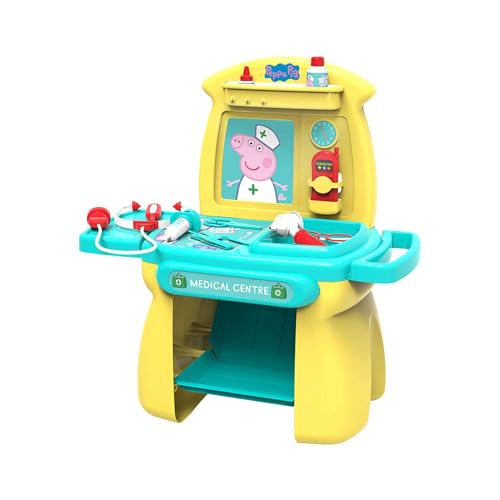 Chicos - Peppa Pig Centro Médico de Juguete, Juego de Imitación para niños y niñas a Partir de 36 Meses, Incluye 11 Accesorios como Pinzas, Tijeras, Multicolor, Estetoscopio y Muchos más (84503)