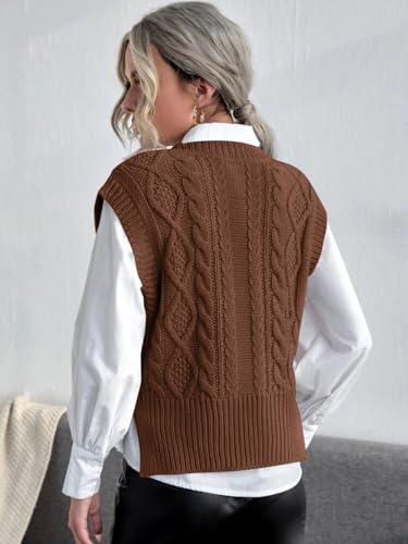 Jumppmile Womens V Neck Sweater Vest Sleeveless Pullover Crop Sweater Vest2