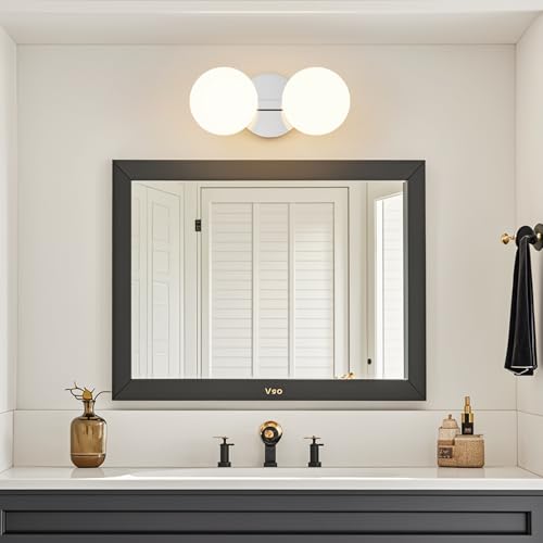 Image of Chrome Globe Wall Sconce,Vanities Lights with 2 Milk Glass Shades | 6 inch Modern Spherical Vanity Sconces,Contemporary Small Brass Ball Lights Fixture for Entryway Bedside Bathroom,E26 Base