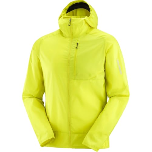 Image of Salomon Men's Bonatti Cross Wind, Reflective Windproof Hooded Zip-Up Jacket