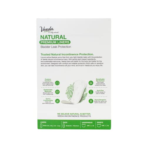 Veeda Daily Natural Premium Incontinence And Postpartum Panty Liners, For Bladder Leakage Protection, Lite Long Absorbency, Long Length, 44 Count #TOP6