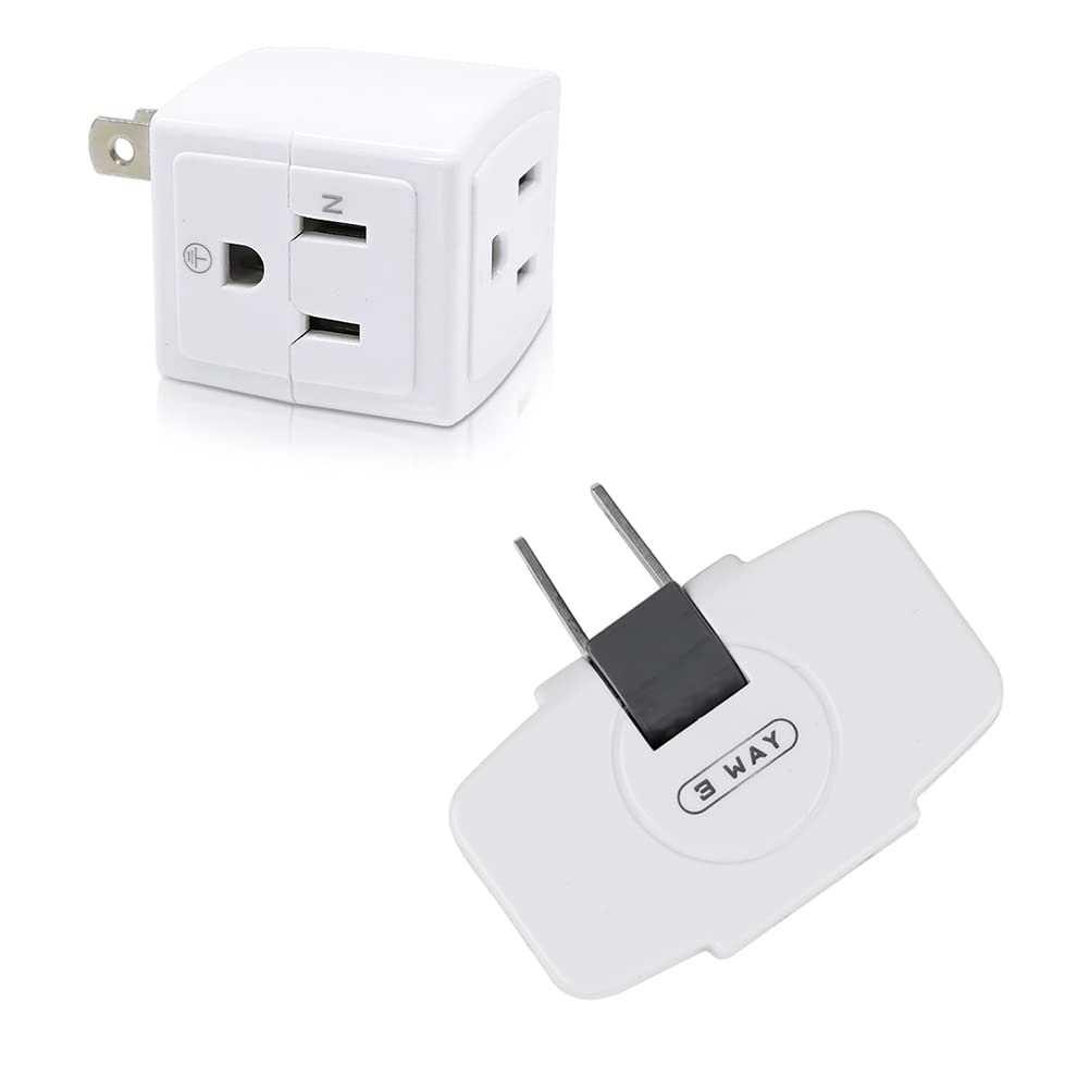 3 Way Wall Outlet Extender AC Adapter and Adapter Outlet Extender