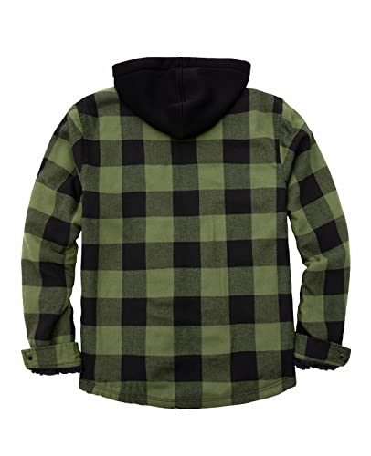 ThCreasa Mens Hooded Flannel Jacket Sherpa Fleece Lined Zip Up Fuzzy Hoodie Shirt Jackets3