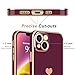 Teageo for iPhone 14 Case for Women Girl Cute Love Heart Luxury Electroplate Plating Soft Bling Back Cover Raised Full Camera Protection Bumper Silicone Shockproof Phone Case for iPhone 14, Wine red