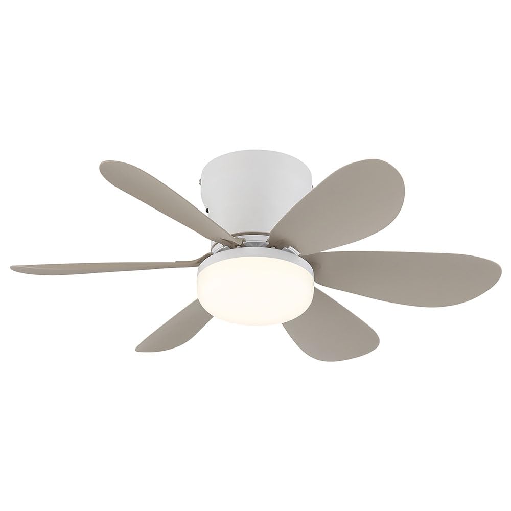LED Deckenventilator Deckenleuchte Wohnzimmerlampe Dimmbar Weiß sand D 51 cm