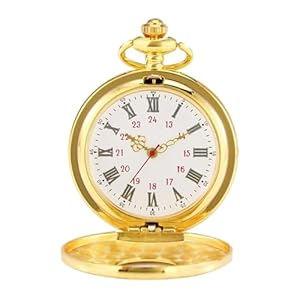 Retro Quarz Taschenuhr, Taschenuhr Herren, Unisex Taschenuhr Mit Kette, Vintage Römische Ziffern Skala Quarz Taschenuhr, Klassische Herren-Taschenuhr, Retro Taschenuhr Herren Mit Kette, Gold