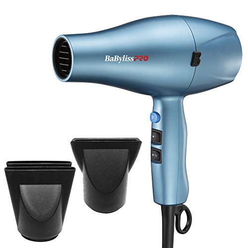 BaBylissPRO Ionique & Sèche-cheveux Nano Titanium haute puissance avec générateur d'ions intégré et 2 Concentrateur Buzzles, 1875 W. Puissance AC moteur