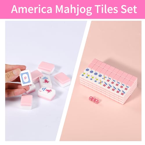 American Mahjong Set 166 piezas 1.2 pulgadas color rosa miniatura 7