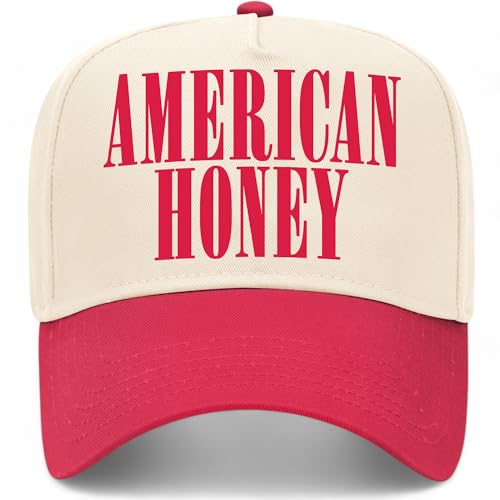 American Honey Vintage Trucker Hat | 4th of July USA Party | Premium Snapback Baseball Hat for Men & Women (US Alpha One Size Red/Natural)