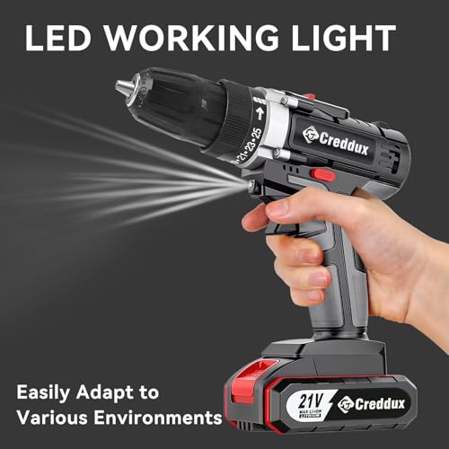 Image of Cordless Drill Set 21v Power Drill Cordless With Battery & Charger, 84pcs Accessories Electric Drills Variable Speed, 3 /8 inch Keyless Chuck (Black kit)