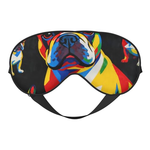 Divertente mascherina per dormire, leggera, regolabile, colorata, con bulldog francesi, nera, ideale per dormire, viaggiare e fare un pisolino.