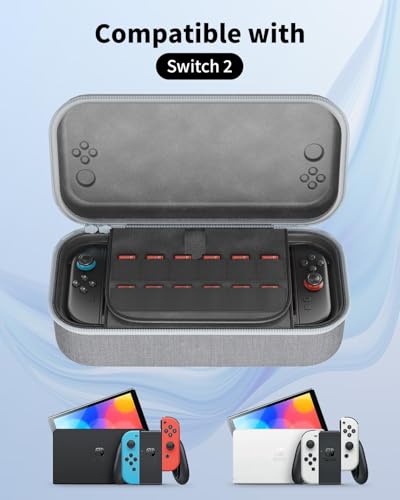 Image of Carrying Case for Nintend0 Switch 2 [7.9''] 2025 with 12 Game Card Slots | Hard Portable Travel Case for switch 2, Storage Bag Protective Pounch for Nintend0 Switch 2 Console and Accessories (Grey)