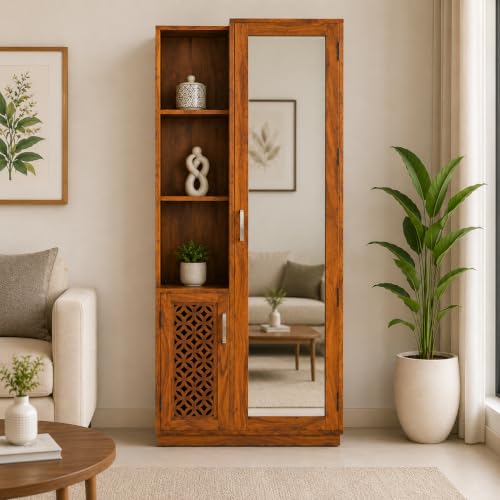 Image of The Attic Eleganza Dressing Table for Bedroom|Solid Wood|Honey Matt Finish