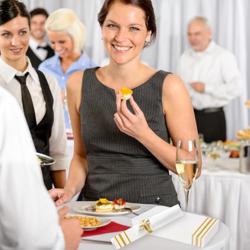 Serviettes jetables en papier blanc et doré : hygiène irréprochable des invités - 5