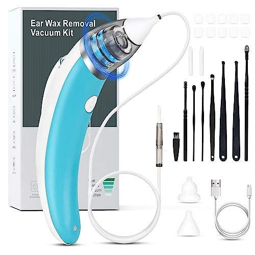 Ear Vacuum Ear Wax Removal Kit with 5 Levels Strong Suction, USB Rechargeable Reusable Electric Ear Suction Vacuum