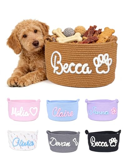 Personalized Dog Cat Toy Basket w/ Embroidery Name Puppy Storage Bins
