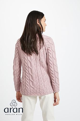 Image of Aran Woollen Mills - Carraig Donn Ladies Irish Multi Cabled Raglan Super Soft Merino Wool Sweater