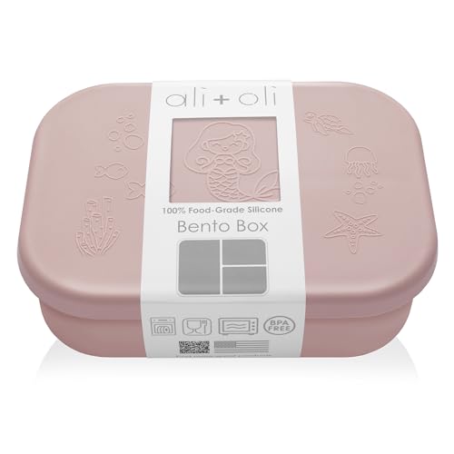 Ali+Oli Silicone Bento Box (Mermaid) Lunch Box for Kids, Toddlers, Preschoolers & Adults | BPA-Free and Spill-Proof | Ideal for School, and On-the-Go...