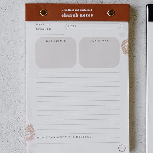 Steadfast and Sustained Church Notes Notepad Sermon & Podcast Christian Notebook Pad - Guided...