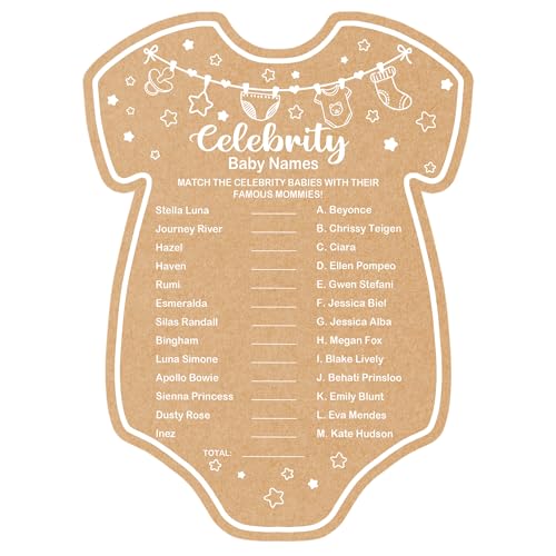 Misaidou Celebrity Baby Names Baby Shower Game, Set of 30