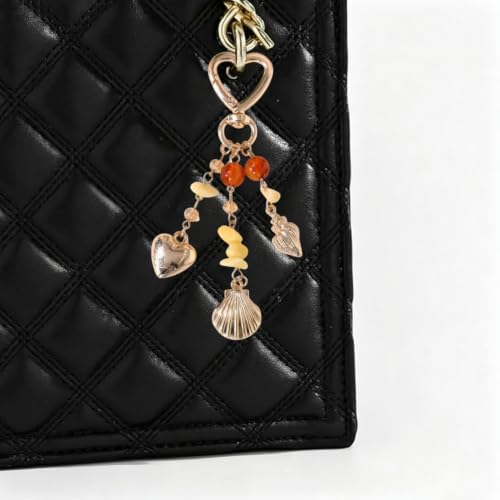 Image of Gold Keychain Sun Starfish Bag Charms for Purse Handbag Backpack Tote Bags Decor Accessories